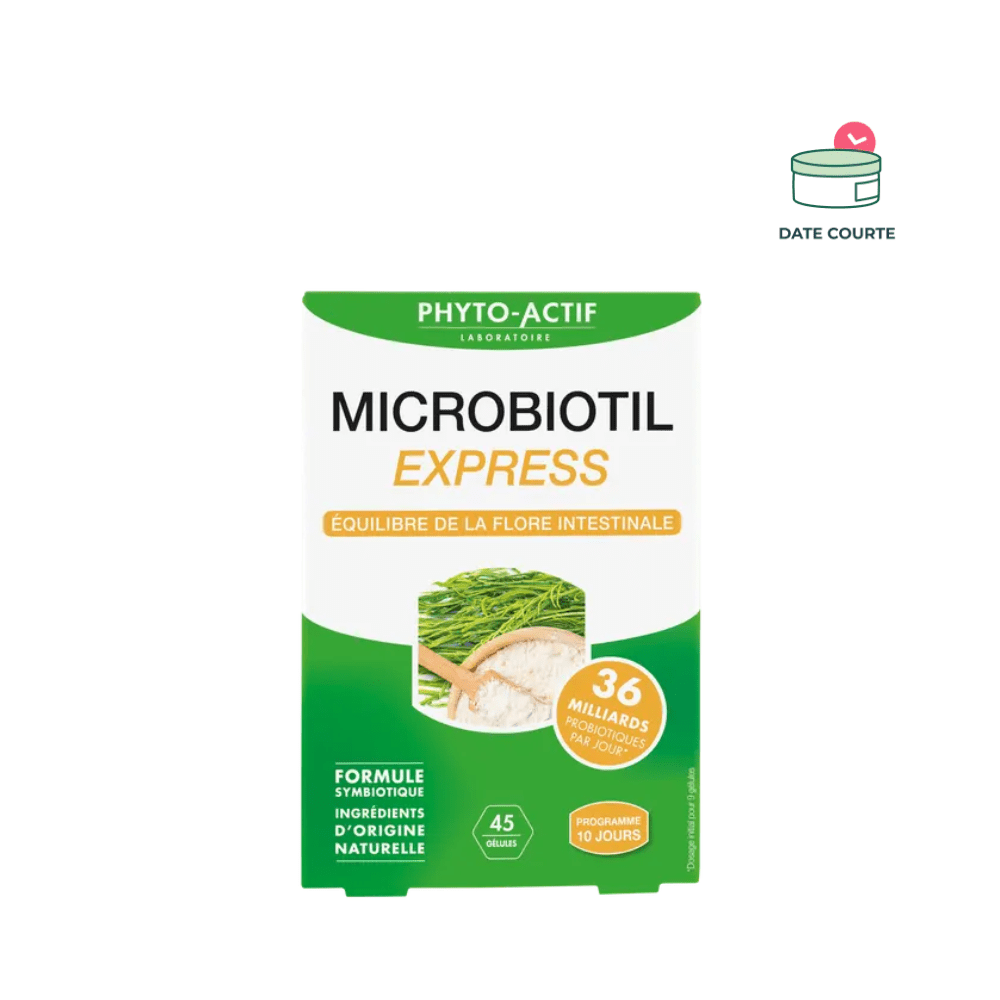 Microbiotil Express - Équilibre de la flore intestinale Complément Alimentaire PHYTO ACTIF 45 Gélules - À consommer de préférence avant le 31 janvier 2026 