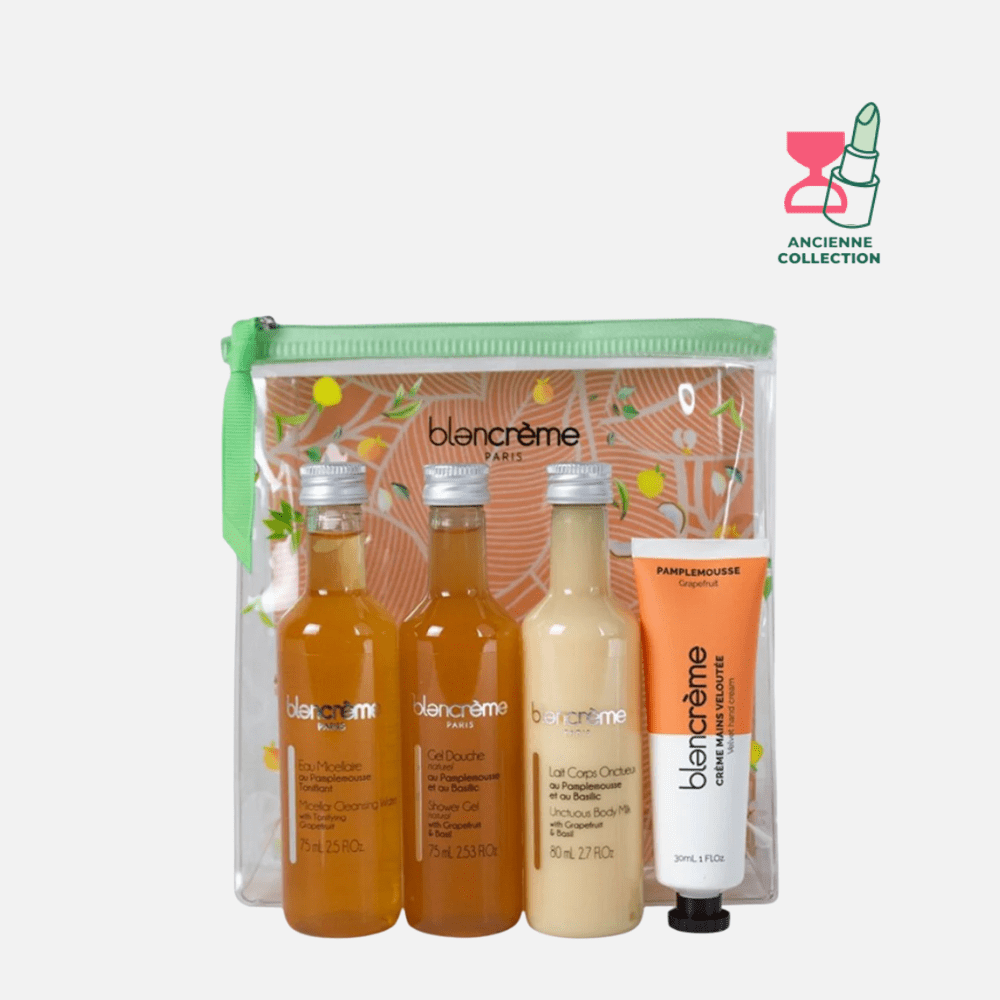 Trousse transparente pamplemousse & basilic Soin Corps BLANCRÈME Trousse 4 produits hydratants & Nettoyants 