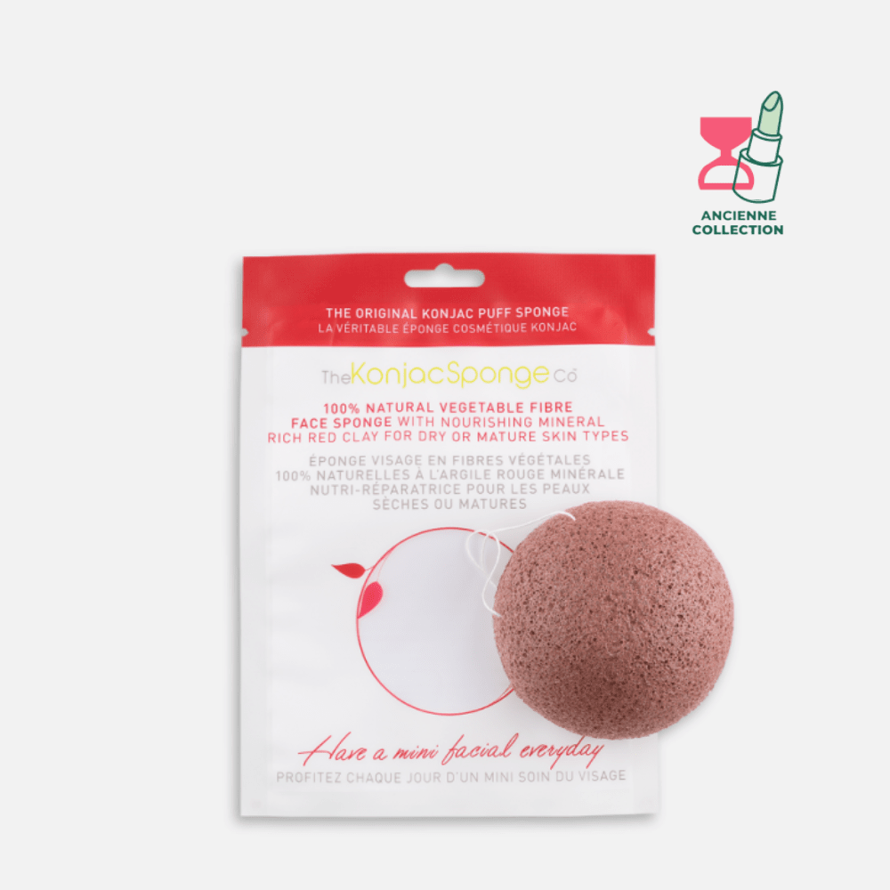 Éponge Konjac visage enrichie à l'argile rouge Accessoire The Konjac Sponge company 