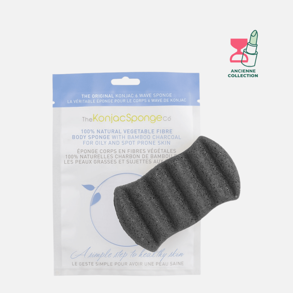 Éponge Konjac corps enrichie au charbon de bambou Accessoire The Konjac Sponge company 