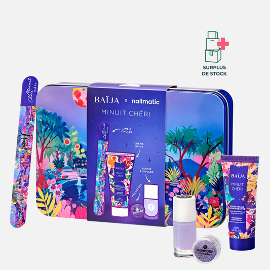 Coffret Nails & Glitter Party Minuit Chéri - Vernis Lilas Soin Corps BAÏJA Coffret soin des mains & vernis lilas pastel 