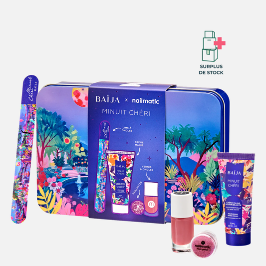 Coffret Nails & Glitter Party Minuit Chéri - Vernis Rose Soin Corps BAÏJA Coffret soin des mains & vernis rose 