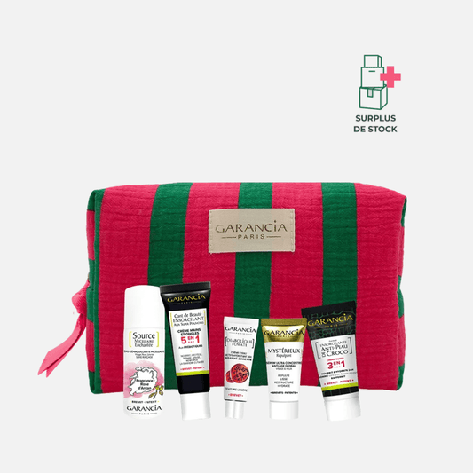 TROUSSE DE VOYAGE- Votre rituel beauté complet Soin Visage GARANCIA Trousse : 30 ml + 20 gr + 5 ml + 6 ml + 15 ml 