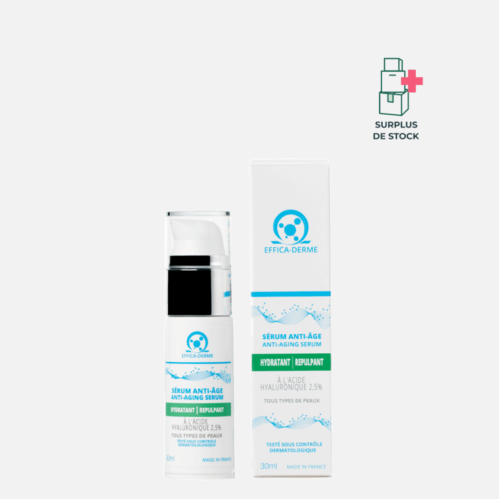 Sérum Anti‑Âge Hydratant Repulpant : Acide Hyaluronique 2,5% Soin Visage Effica-Derme 30 ml 