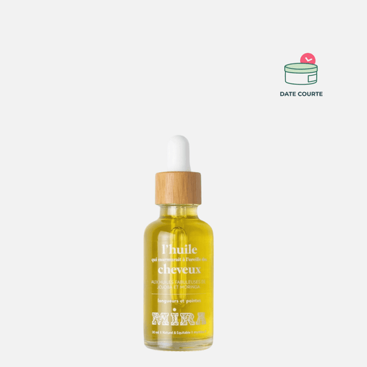 L'huile qui murmurait à l'oreille des cheveux Soin capilaire MIRA Flacon 30 ml // DDM AOÛT 2026 
