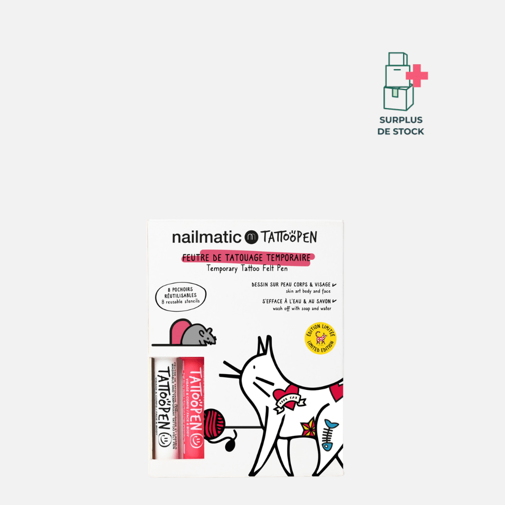 Coffret duo tattoopen Maquillage NAILMATIC Cat - Blanc et Rouge 
