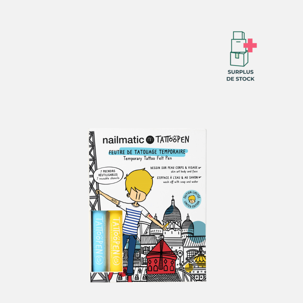 Coffret duo tattoopen Maquillage NAILMATIC Paris - Bleu ciel et Jaune 