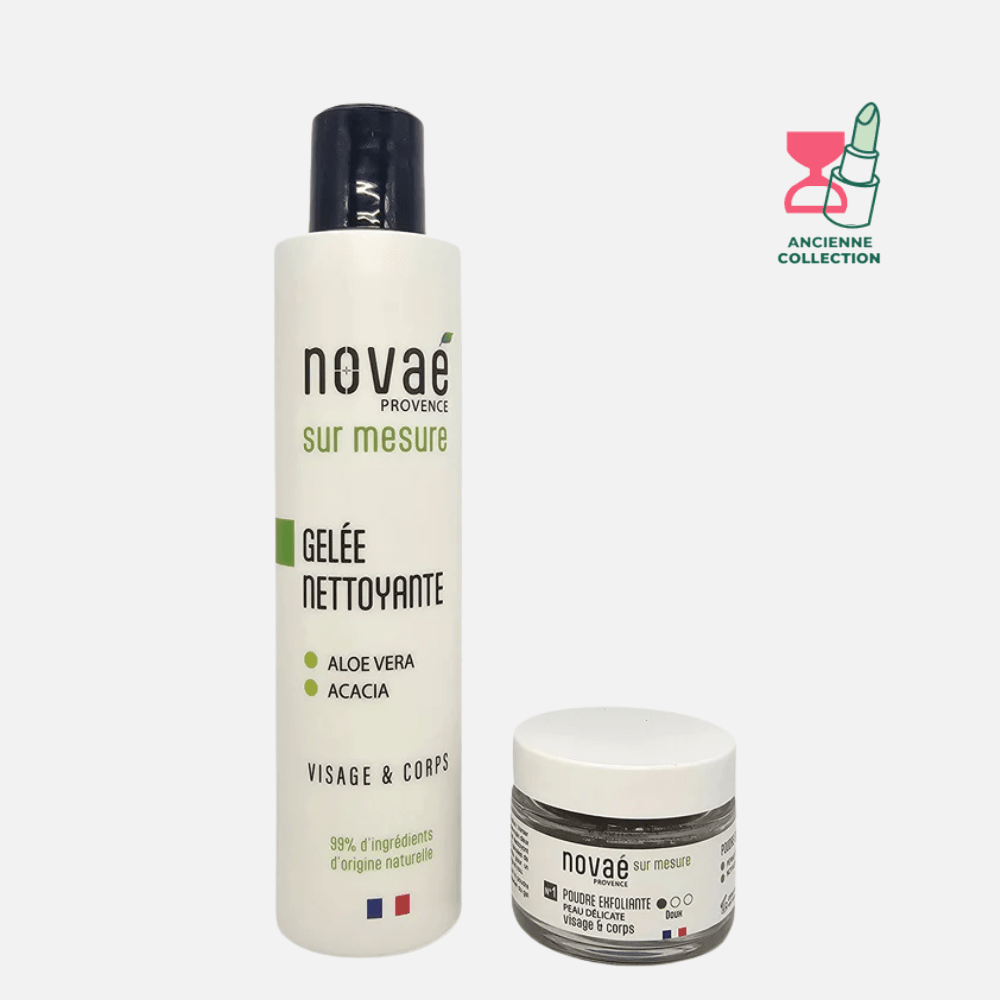 Duo Nettoyant & Exfoliant Peau Délicate Soin Visage Novaé Provence Pack 200 ml + 20 ml 