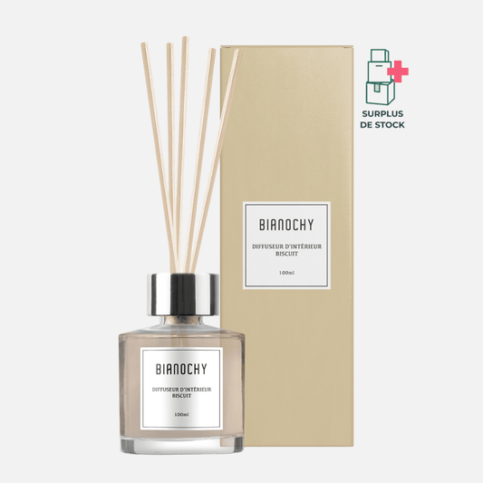 Diffuseur d'ambiance - Biscuit Diffuseur de Parfum BIANOCHY 100 ml • Batônnets en rotin 