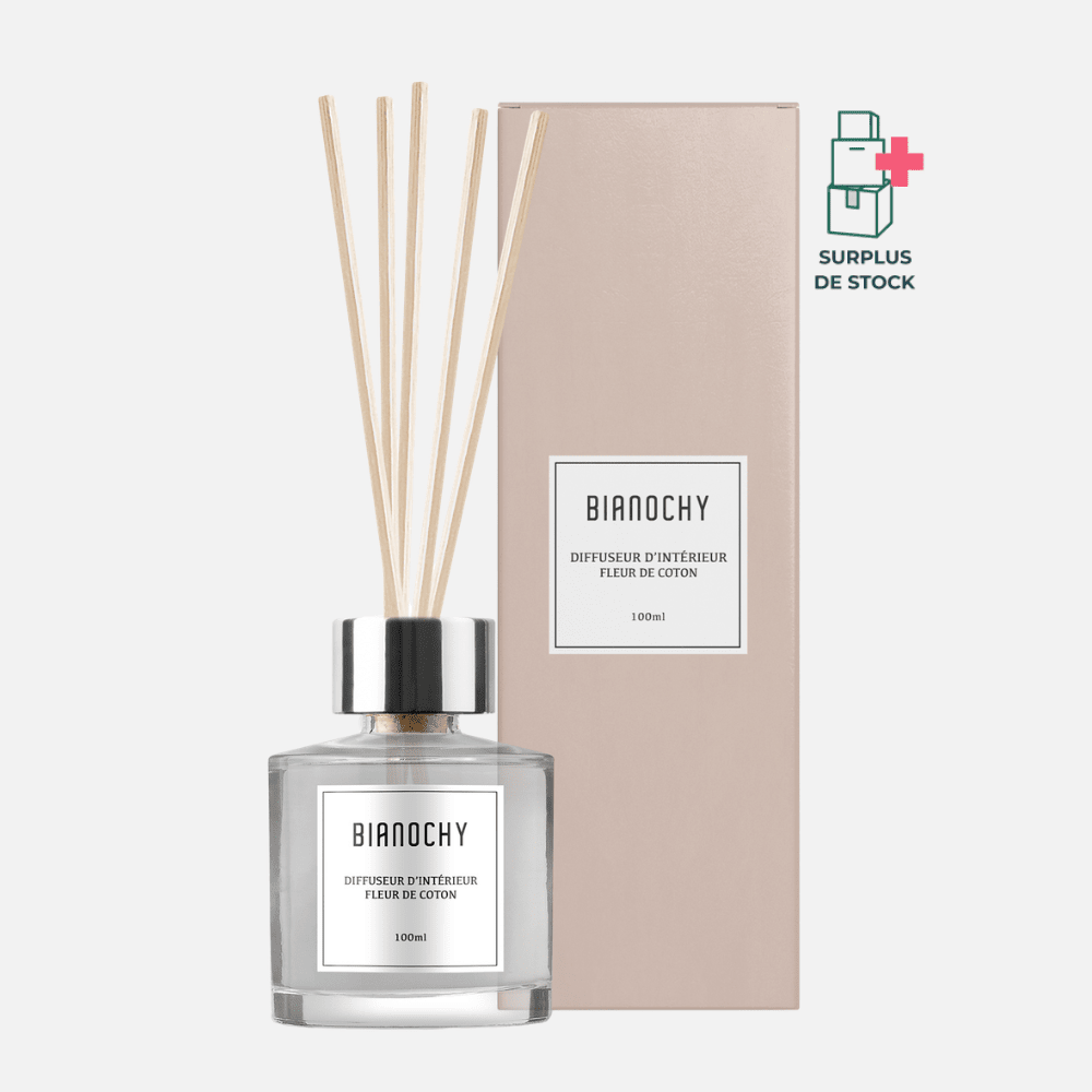Diffuseur d'ambiance - Fleur de Coton Diffuseur de Parfum BIANOCHY 100 ml • Batônnets en rotin 