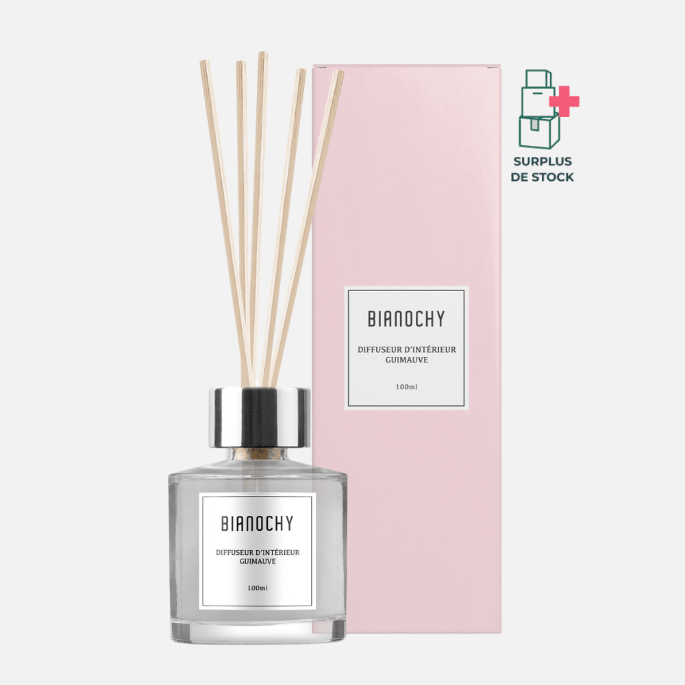 Diffuseur d'ambiance - Guimauve Diffuseur de Parfum BIANOCHY 100 ml • Batônnets en rotin 