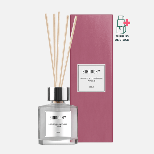 Diffuseur d'ambiance - Pivoine Diffuseur de Parfum BIANOCHY 100 ml • Batônnets en rotin 