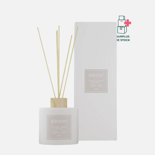 Diffuseur d'ambiance - Musc blanc Diffuseur de Parfum BIANOCHY 100 ml • Batônnets en rotin 
