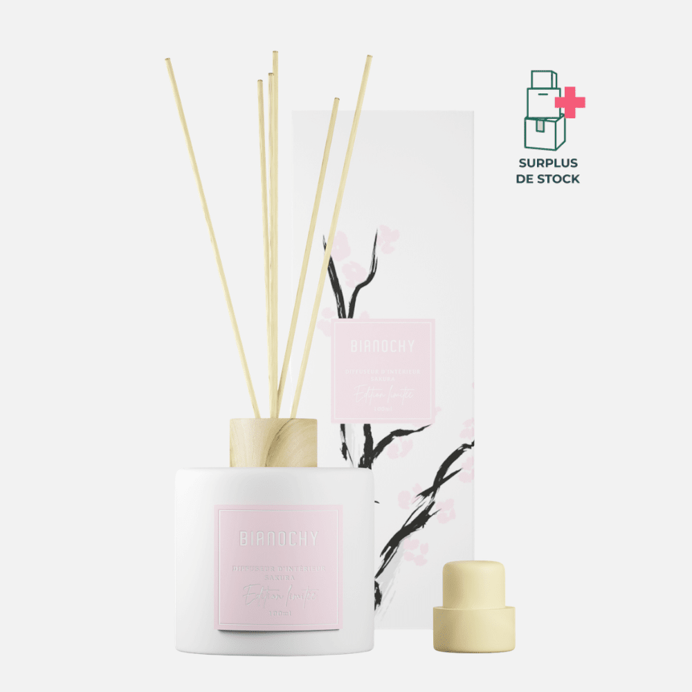 Diffuseur d'ambiance - Sakura Diffuseur de Parfum BIANOCHY 100 ml • Batônnets en rotin 
