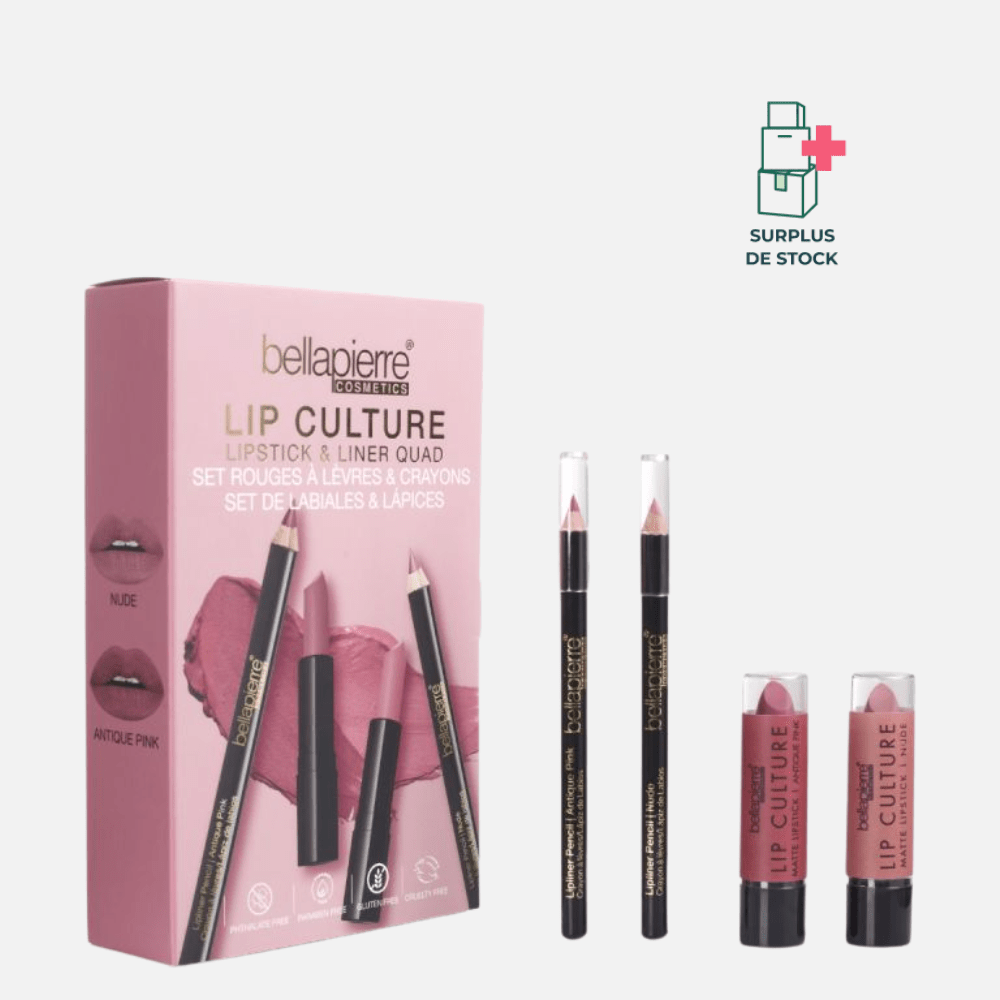 Coffret lèvres - Lip Culture Lipstick & Liner Quad Coffret Maquillage bellapierre Rouge à Lèvres : 3.5g x2 // Crayon: 1.2g x2 