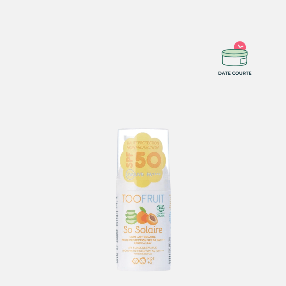 Lait solaire haute protection SPF50 Soin Solaire Enfant TOOFRUIT 30 ml 