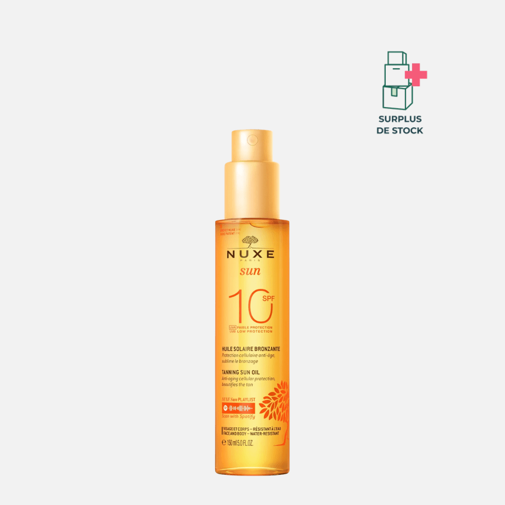 Huile Solaire Bronzante Faible Protection SPF10 visage et corps Huile Solaire NUXE Spray 150 ml 