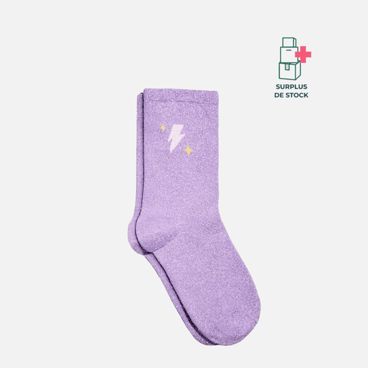 Chaussettes Pailletées Violet Eclair Chaussettes Si Si La Paillette Taille unique 37 - 41 