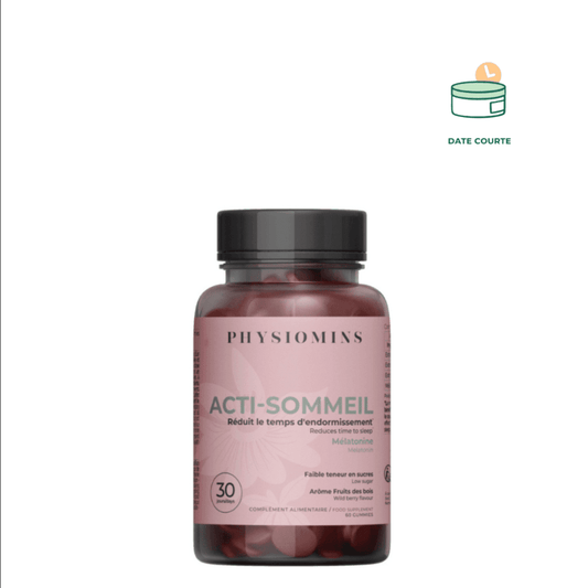 Acti-Sommeil - Réduit le Temps d'Endormissement Complément Alimentaire Physiomins 60 Gummies DLUO : 30 septembre 2025 