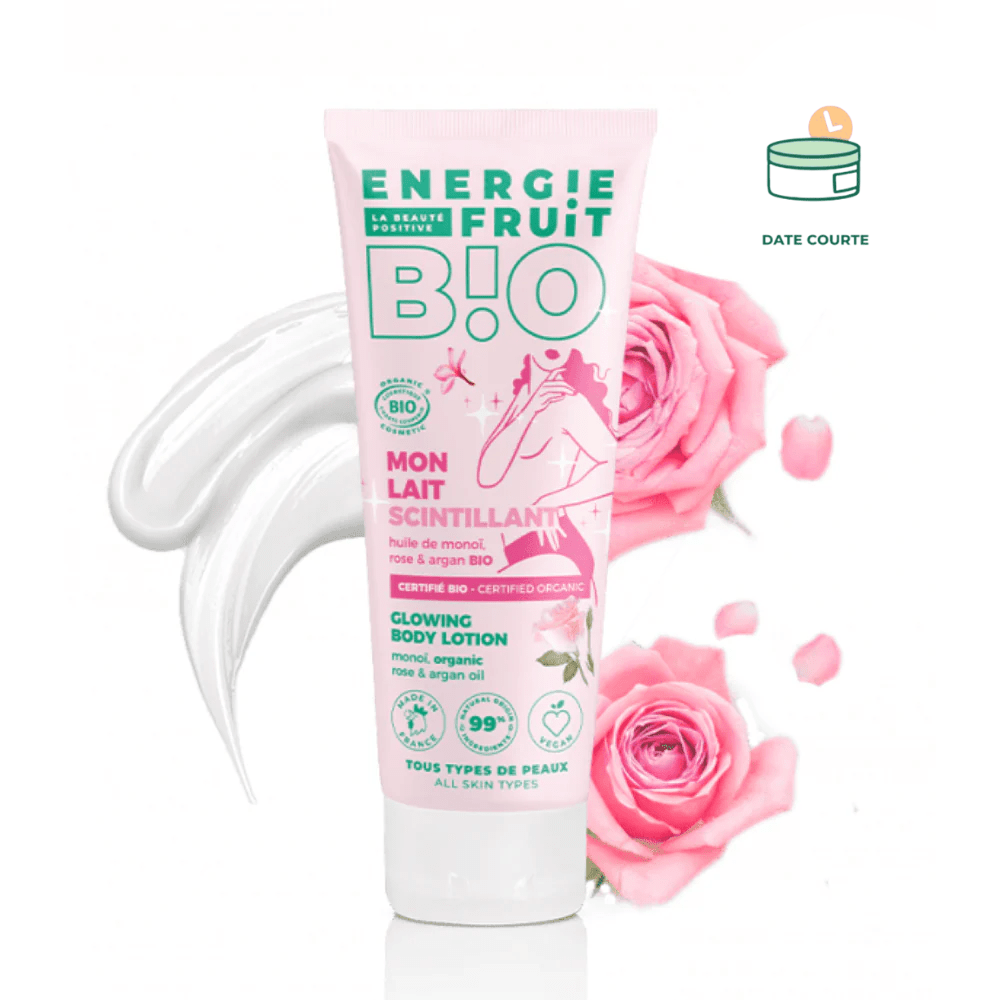 Mon Lait Corps Scintillant Certifié BIO par ECOCERT - Monoï & Rose Soin Corps ENERGIE FRUIT 200 ml DLUO : 30 Novembre 2025 