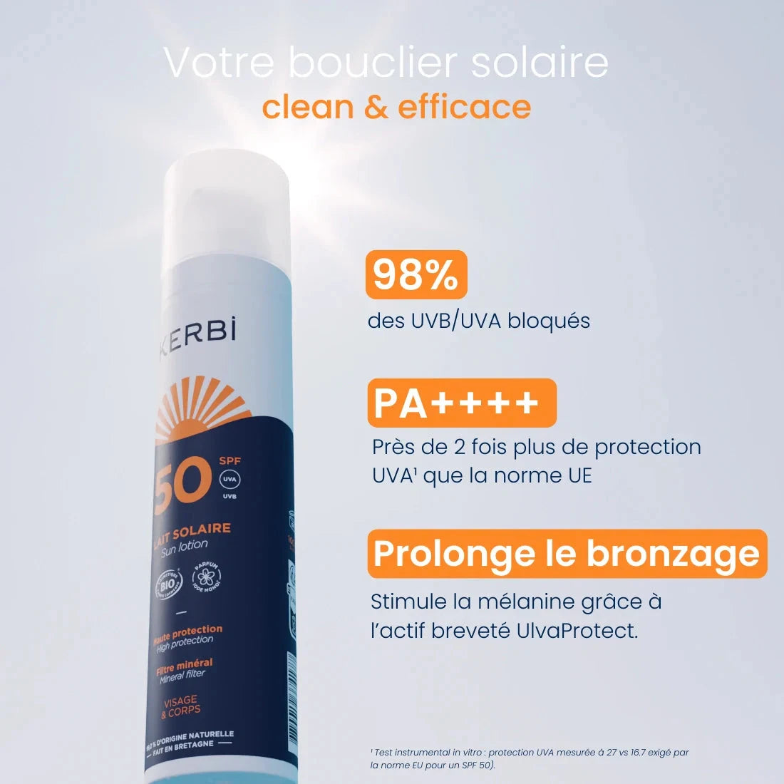 Lait solaire Crème Solaire Adulte SPF 50 Soin solaire KERBI 