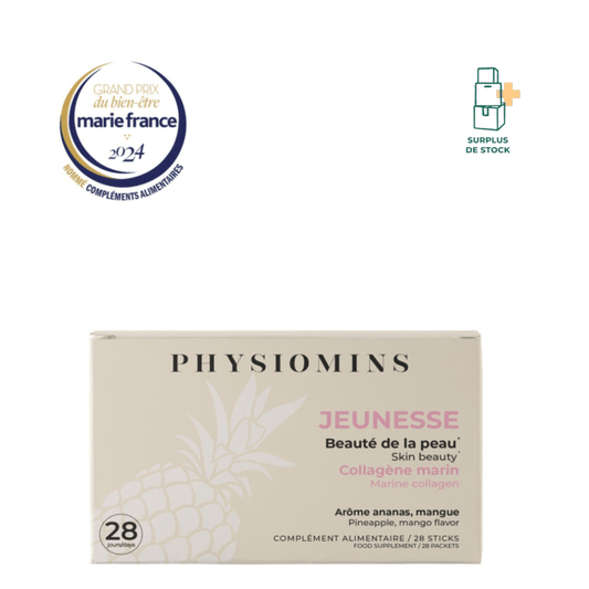 Jeunesse - Beauté de la Peau Complément Alimentaire Physiomins 28 Sticks : DATE LIMITE D'UTILISATION OPTIMALE : 30/04/2025 