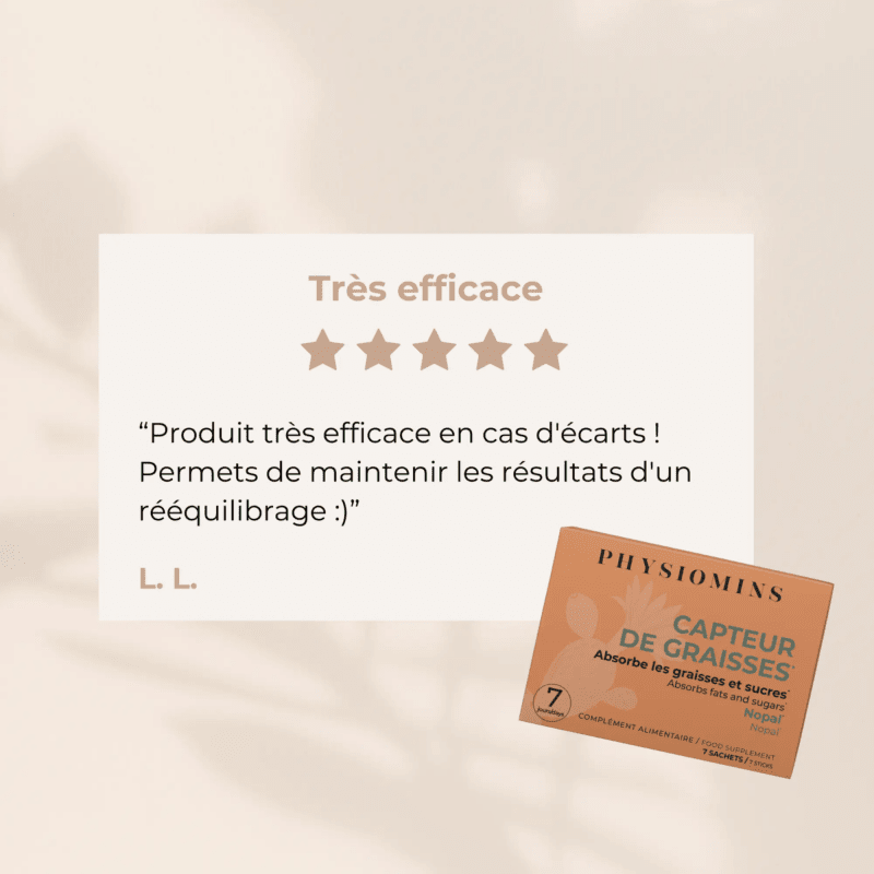Capteur de Graisses - Absorbe les Graisses & Sucres Complément Alimentaire Physiomins 