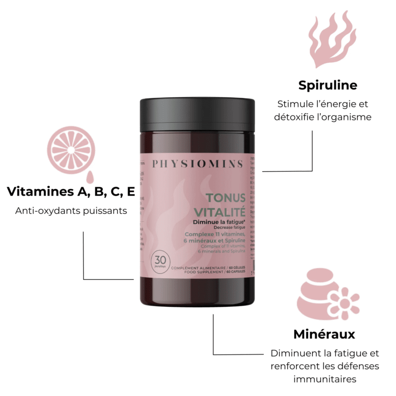 Tonus Vitalité - Diminue la Fatigue Complément Alimentaire Physiomins 