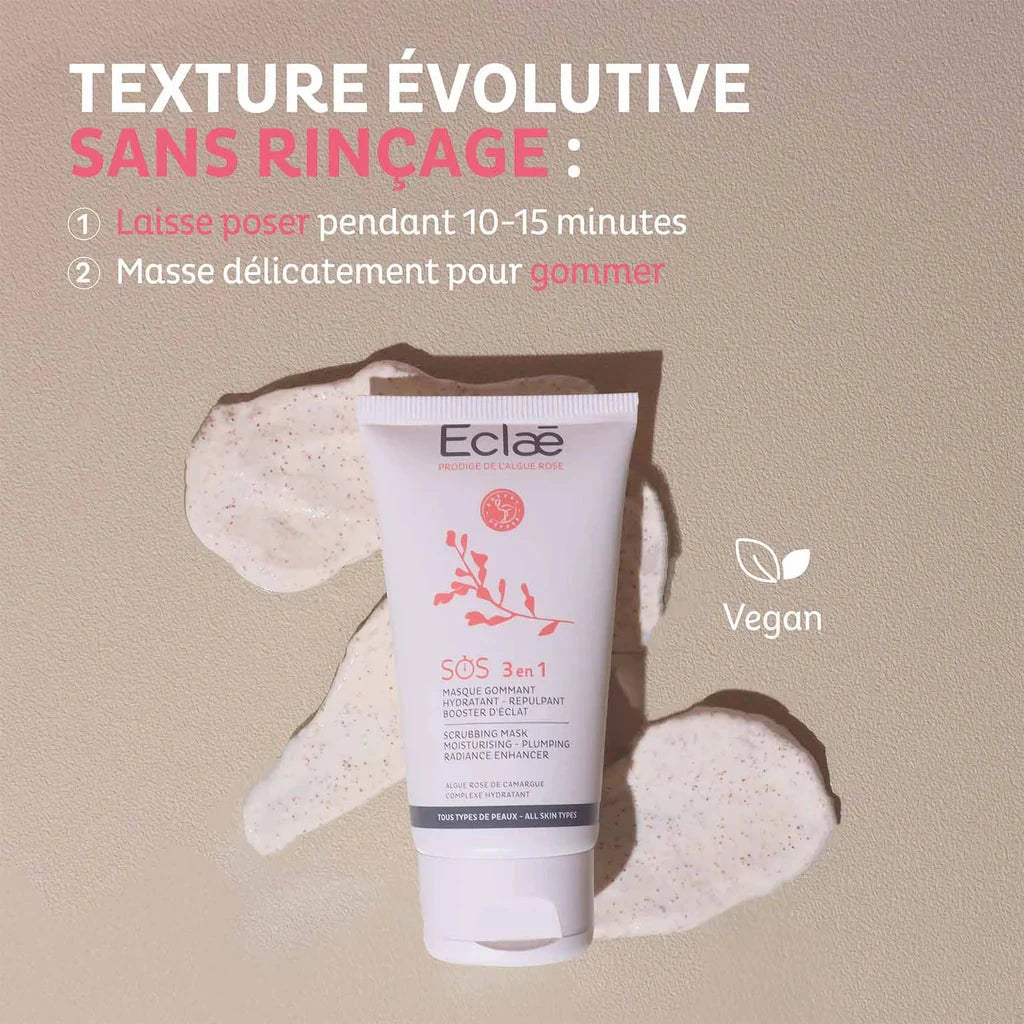 SOS 3en1 - Masque Gommant, Hydratant et Repulpant Soin Visage Greez 